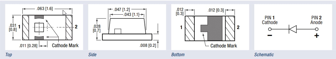 Mechanical Drawing - Dialight 597 Series Micro LED® SMD LEDs